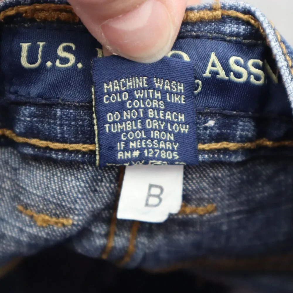 US Polo Assn Shorts Youth 10 Blue Denim Boys Jean Pants Long Grunge Baggy